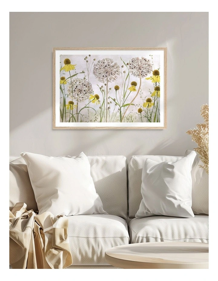 Australian Made Alliums and Heleniums Art Print Natural Frame image 2