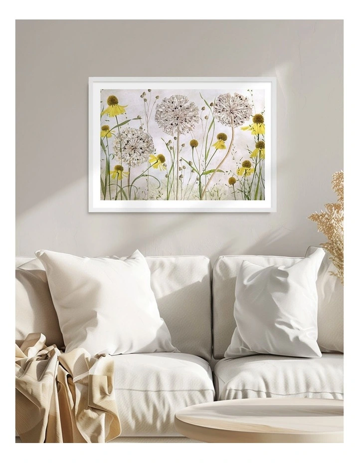 Australian Made Alliums and Heleniums Art Print White Frame image 2