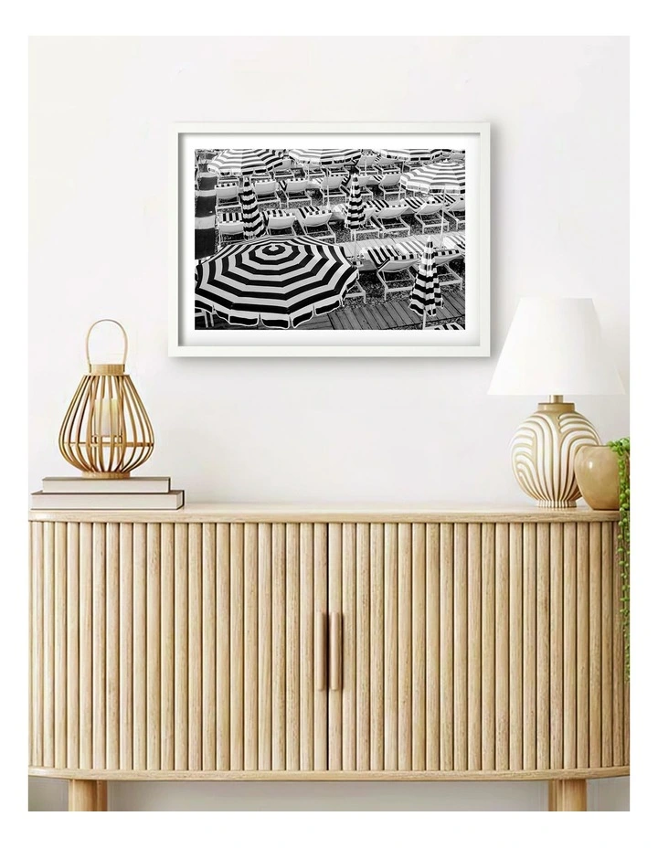 Australian Made Black White Umbrellas 2 Art Print White Frame image 2