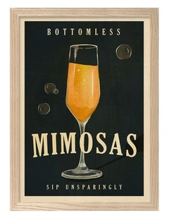 Australian Made Bottomless Mimosas Art Print Natural Frame