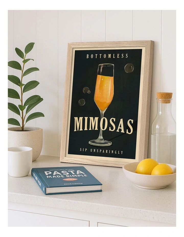 Australian Made Bottomless Mimosas Art Print Natural Frame image 2