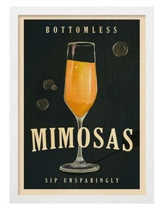 Australian Made Bottomless Mimosas Art Print White Frame