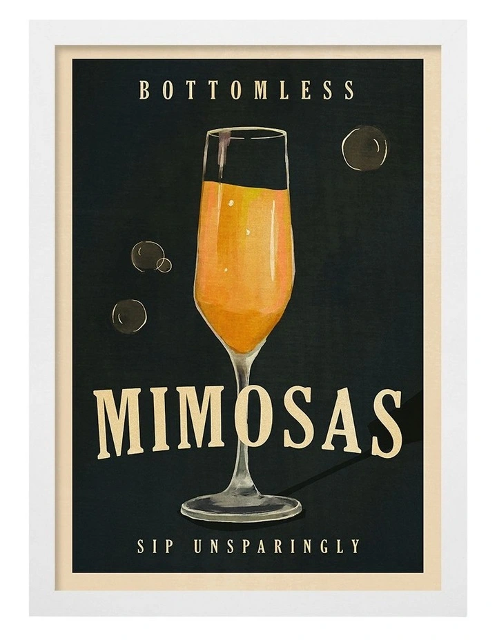 Australian Made Bottomless Mimosas Art Print White Frame image 1