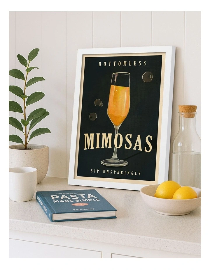 Australian Made Bottomless Mimosas Art Print White Frame image 2