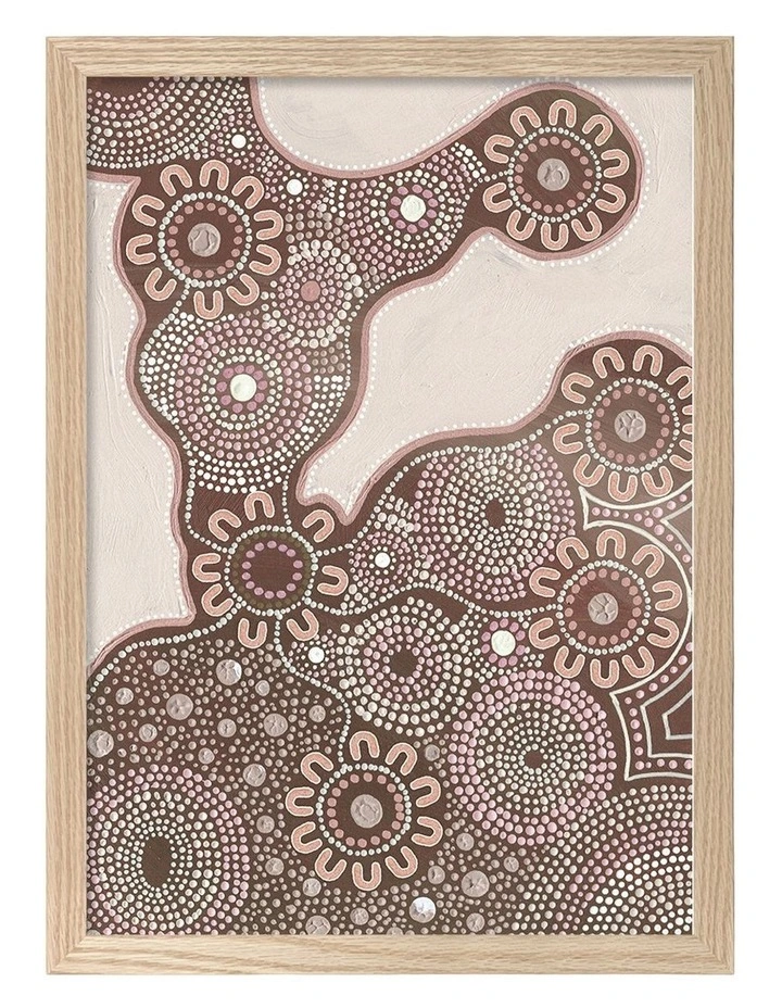 Australian Made Building Strong Foundations Part 1 Clay Aboriginal Art Print Natural Frame image 1