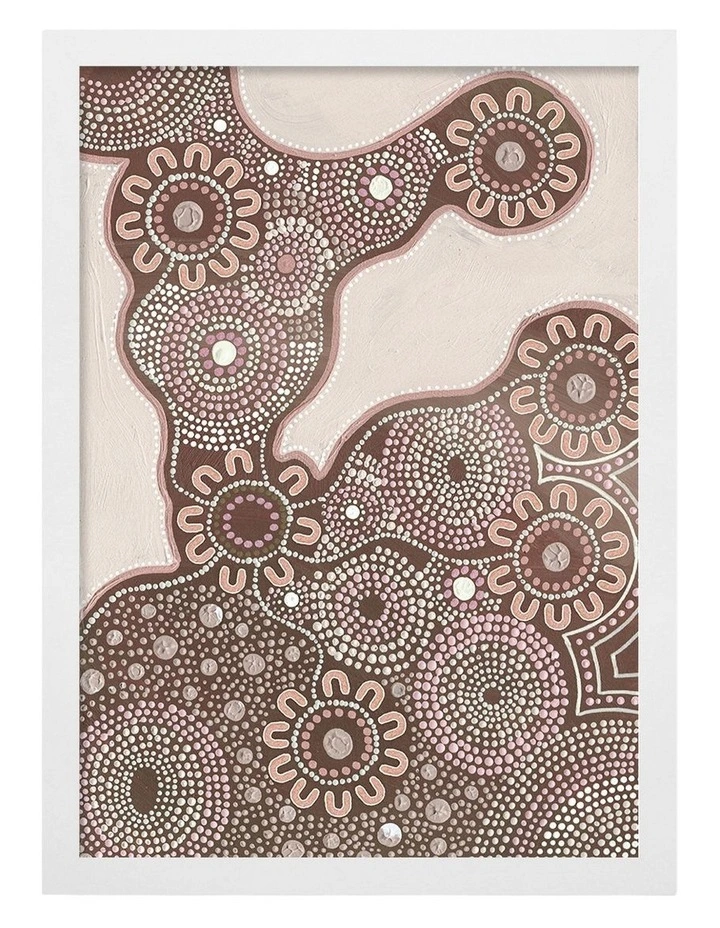 Australian Made Building Strong Foundations Part 1 Clay Aboriginal Art Print White Frame image 1
