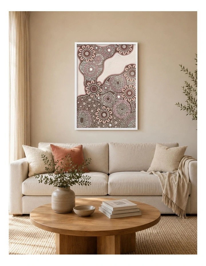 Australian Made Building Strong Foundations Part 1 Clay Aboriginal Art Print White Frame image 2