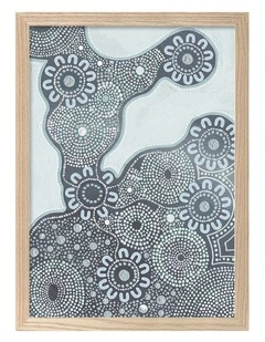 Australian Made Building Strong Foundations Part 1 Sky Aboriginal Art Print Natural Frame