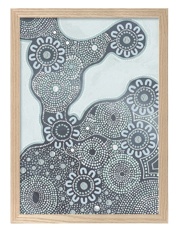 Australian Made Building Strong Foundations Part 1 Sky Aboriginal Art Print Natural Frame image 1