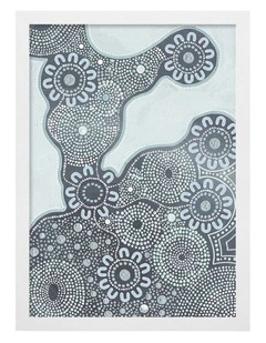 Australian Made Building Strong Foundations Part 1 Sky Aboriginal Art Print White Frame