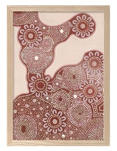 Australian Made Building Strong Foundations Part 1 Sun Aboriginal Art Print Natural Frame