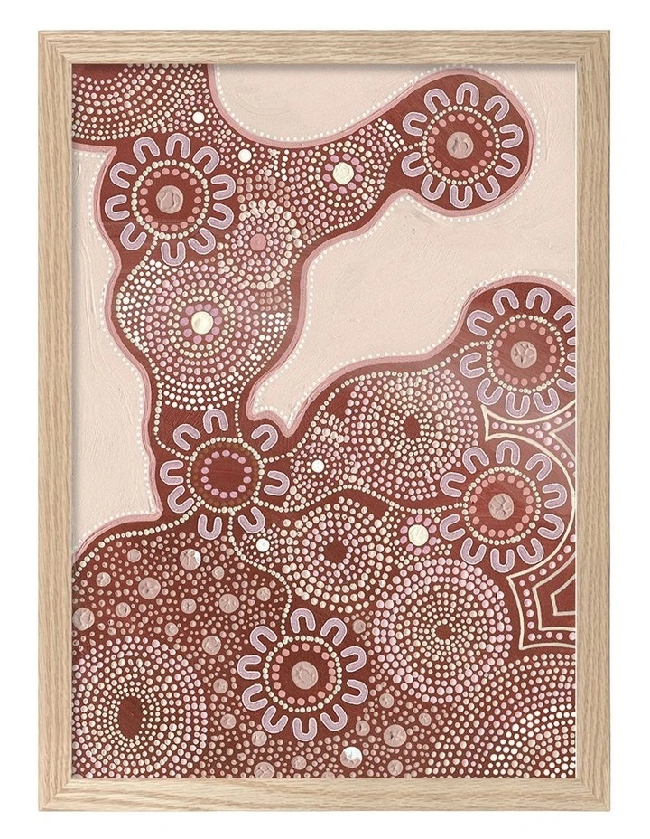 Australian Made Building Strong Foundations Part 1 Sun Aboriginal Art Print Natural Frame image 1