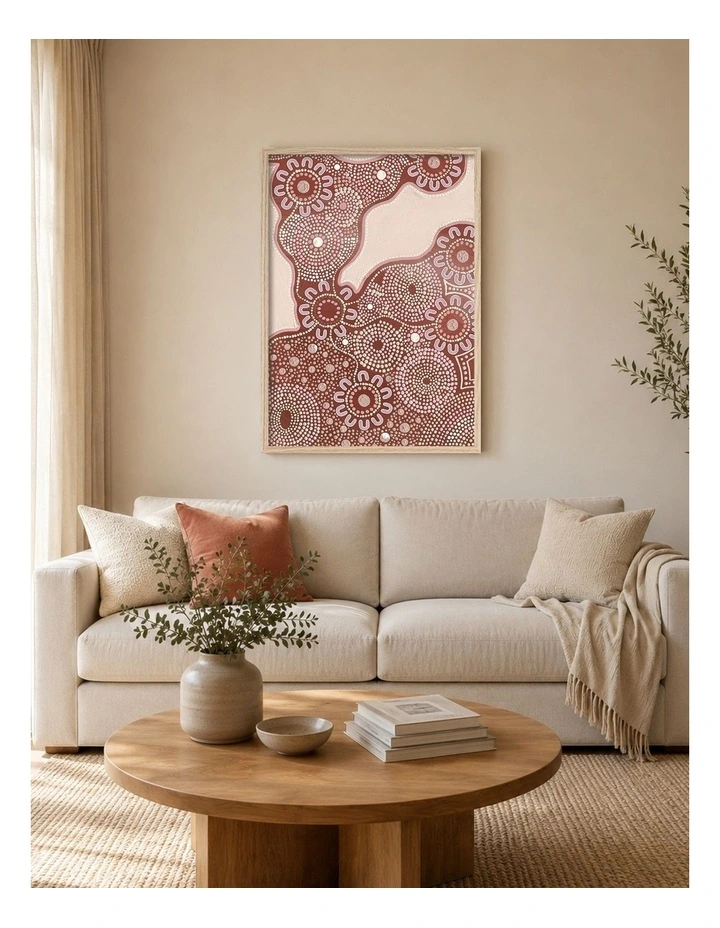 Australian Made Building Strong Foundations Part 1 Sun Aboriginal Art Print Natural Frame image 2
