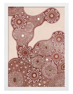 Australian Made Building Strong Foundations Part 1 Sun Aboriginal Art Print White Frame