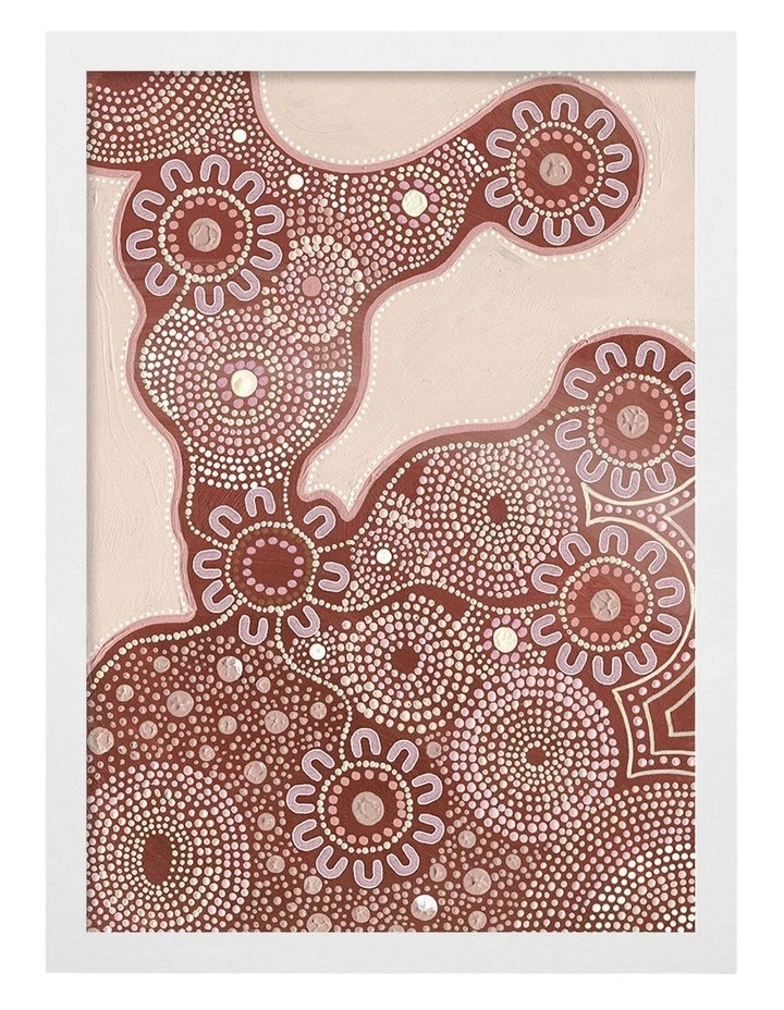 Australian Made Building Strong Foundations Part 1 Sun Aboriginal Art Print White Frame image 1