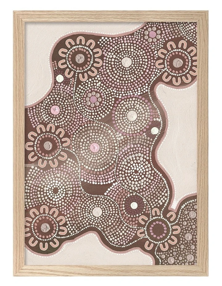Australian Made Building Strong Foundations Part 2 Clay Aboriginal Art Print Natural Frame image 1