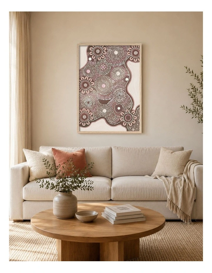 Australian Made Building Strong Foundations Part 2 Clay Aboriginal Art Print Natural Frame image 2