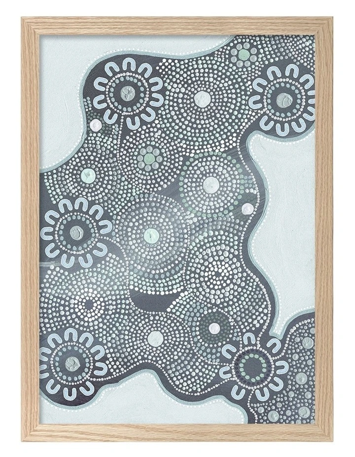 Australian Made Building Strong Foundations Part 2 Sky Aboriginal Art Print Natural Frame image 1