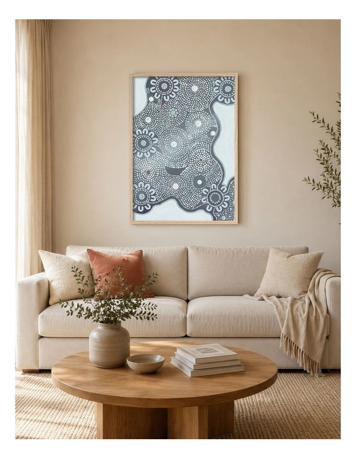 Australian Made Building Strong Foundations Part 2 Sky Aboriginal Art Print Natural Frame image 2