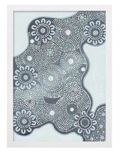 Australian Made Building Strong Foundations Part 2 Sky Aboriginal Art Print White Frame