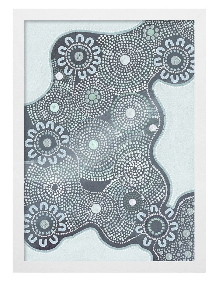 Australian Made Building Strong Foundations Part 2 Sky Aboriginal Art Print White Frame image 1