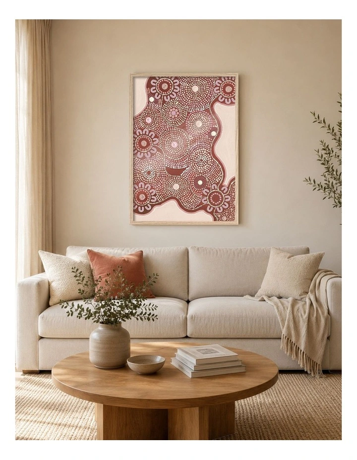 Australian Made Building Strong Foundations Part 2 Sun Aboriginal Art Print Natural Frame image 2