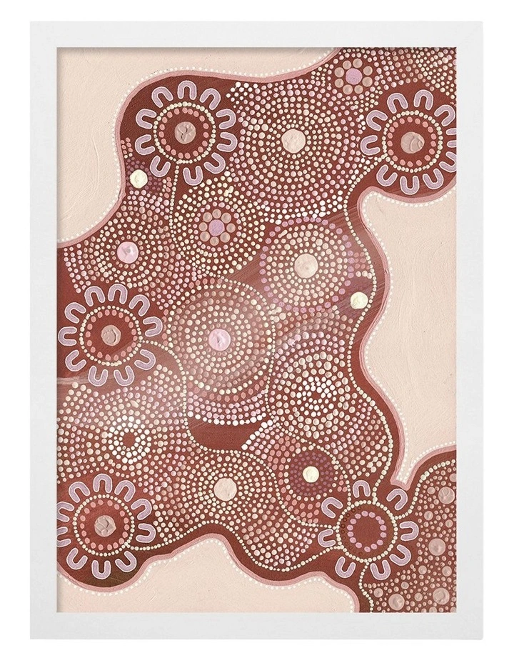 Australian Made Building Strong Foundations Part 2 Sun Aboriginal Art Print White Frame image 1