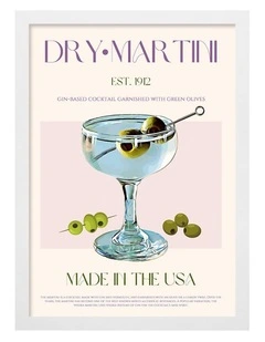 Australian Made Classic Dry Martini Art Print White Frame