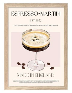 Australian Made Classic Espresso Martini Art Print Natural Frame