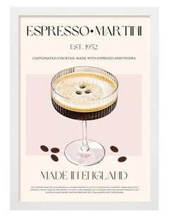 Australian Made Classic Espresso Martini Art Print White Frame