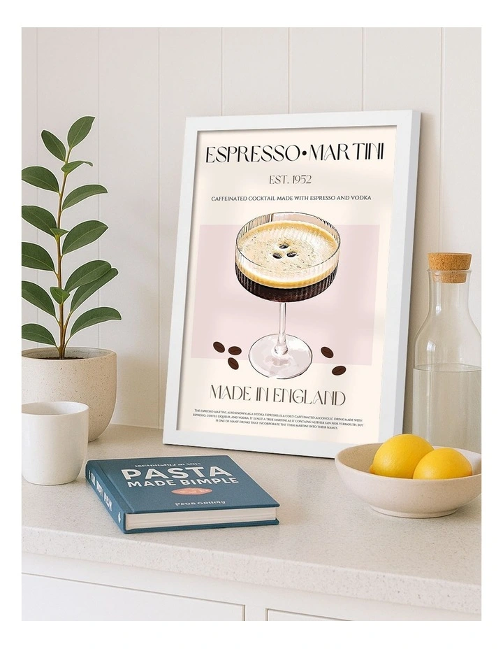Australian Made Classic Espresso Martini Art Print White Frame image 2