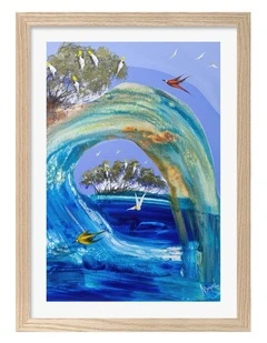 Australian Made Coastal Dream Wave Art Print Natural Frame