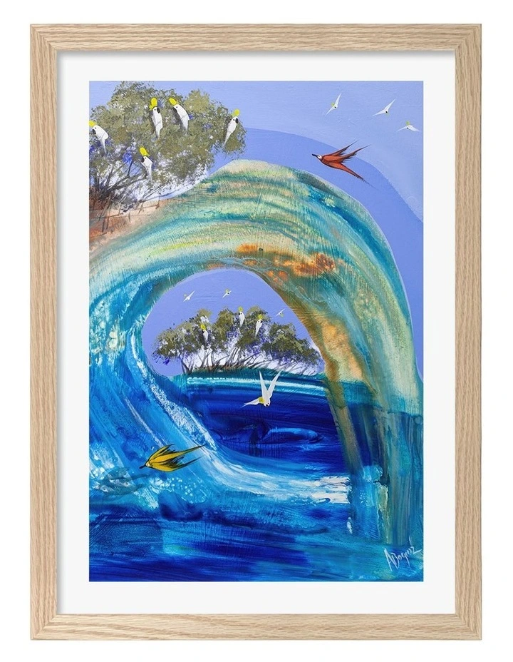 Australian Made Coastal Dream Wave Art Print Natural Frame image 1