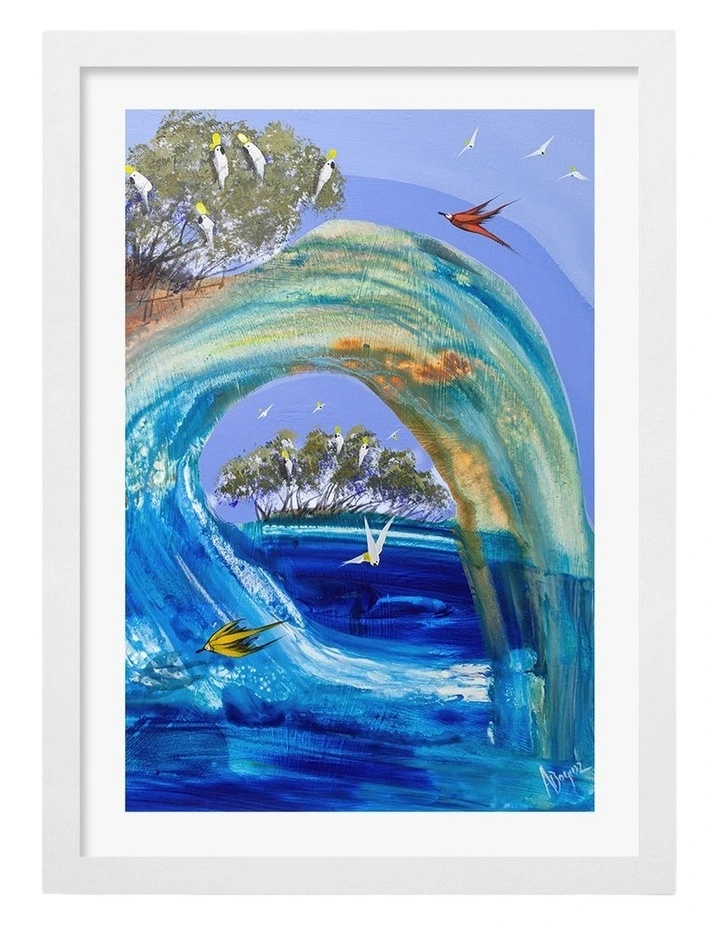 Australian Made Coastal Dream Wave Art Print White Frame image 1