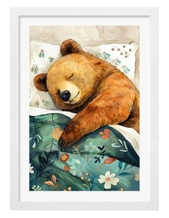 Australian Made Cozy Bear Dreams Art Print White Frame