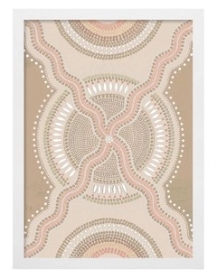 Australian Made Crossroads Aboriginal Art Print White Frame