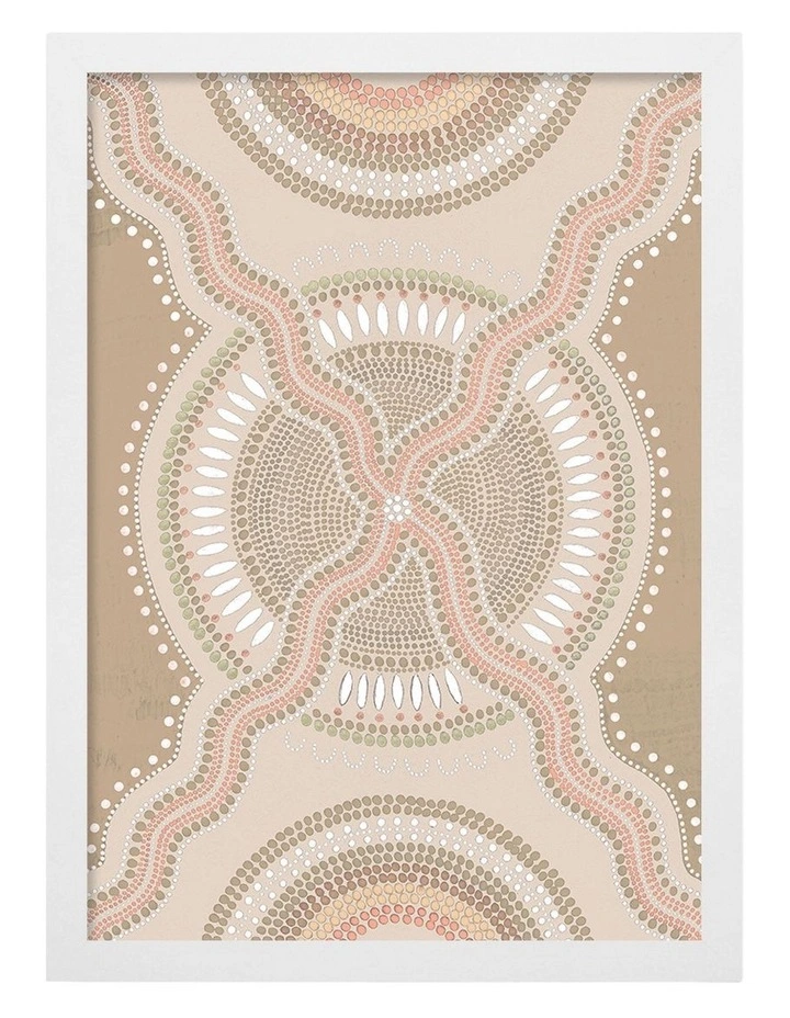 Australian Made Crossroads Aboriginal Art Print White Frame image 1
