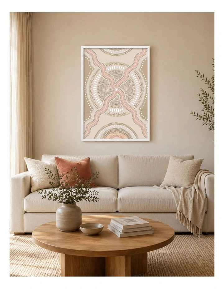 Australian Made Crossroads Aboriginal Art Print White Frame image 2