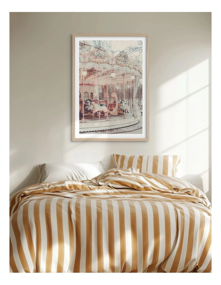 Australian Made Dreamy Parisian Carousel Art Print Natural Frame image 2