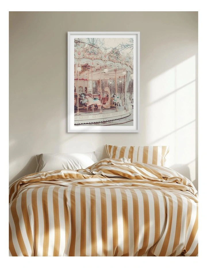Australian Made Dreamy Parisian Carousel Art Print White Frame image 2