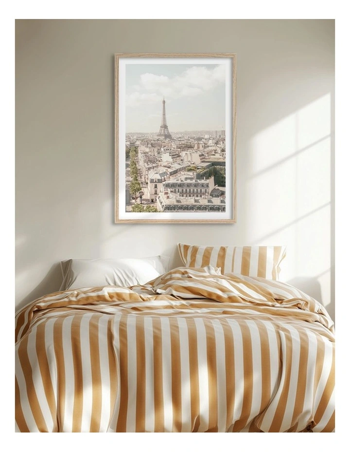 Australian Made Eiffel Tower Over Paris Art Print Natural Frame image 2