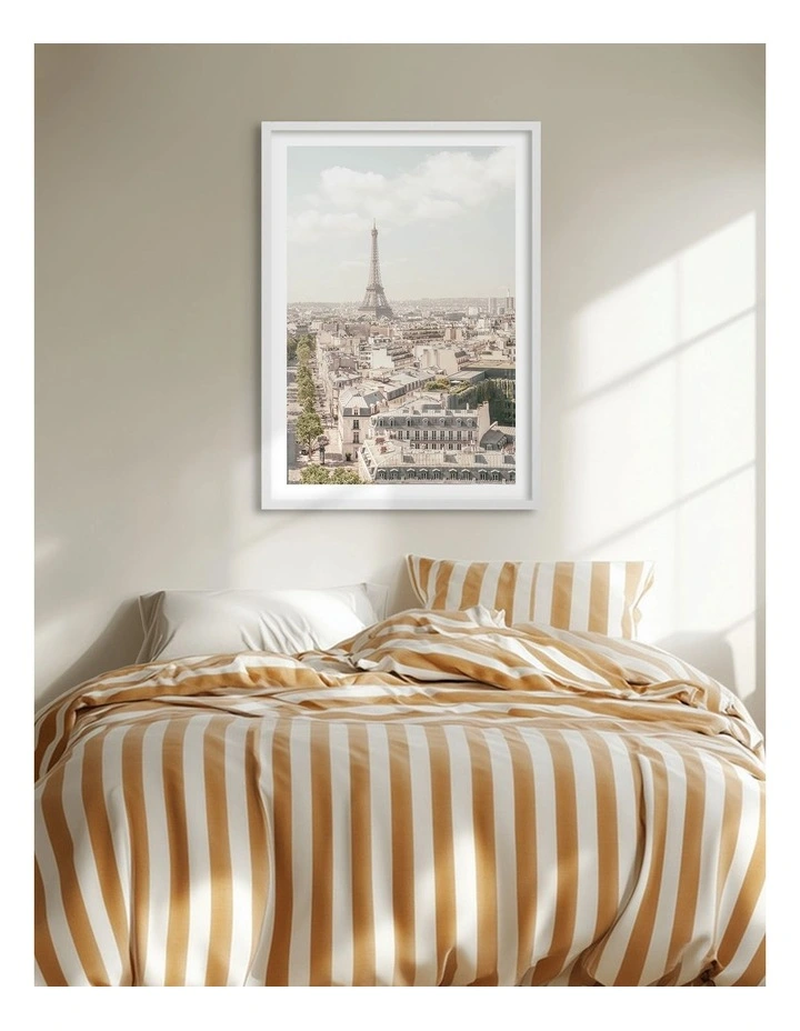 Australian Made Eiffel Tower Over Paris Art Print White Frame image 2