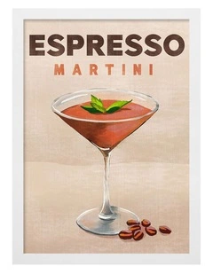 Australian Made Espresso Martini Cocktail Art Print White Frame