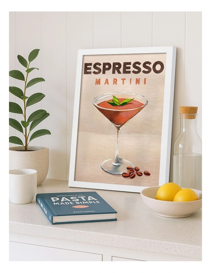 Australian Made Espresso Martini Cocktail Art Print White Frame image 2