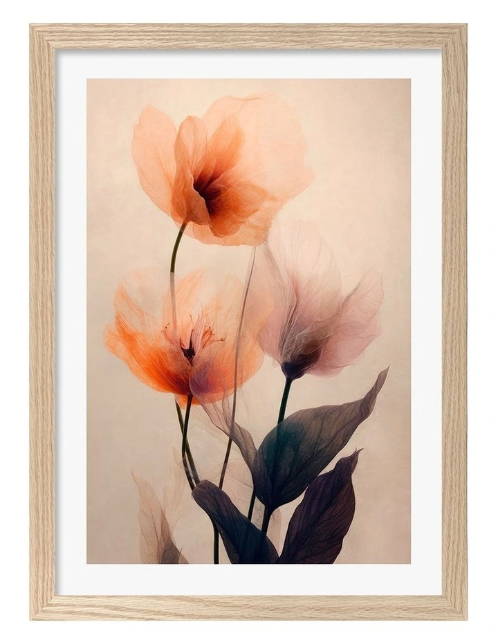 Australian Made Ethereal Blossoms Art Print Natural Frame image 1
