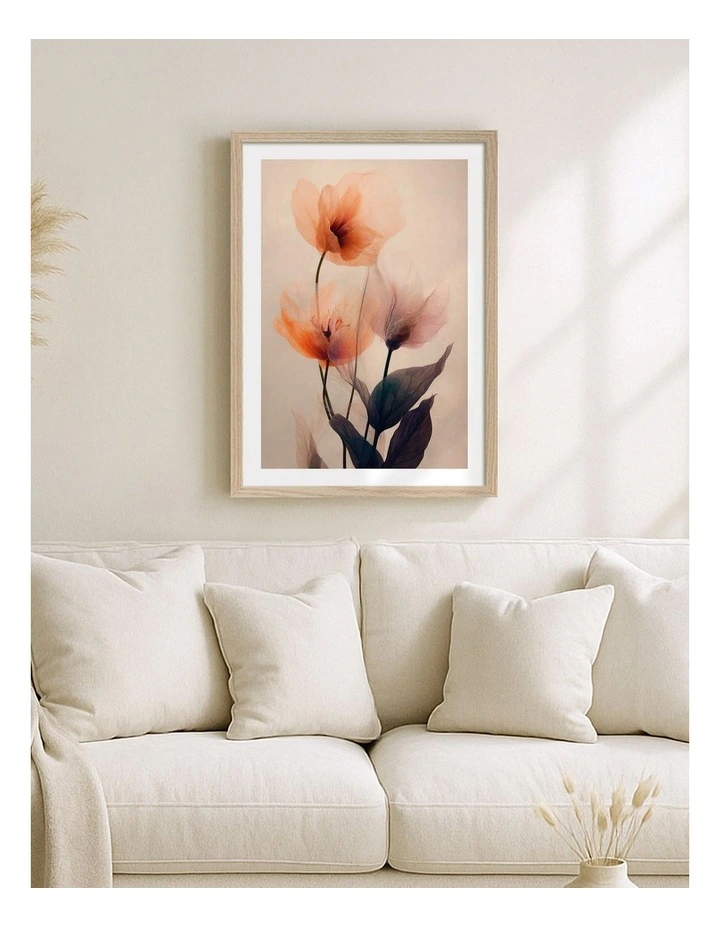 Australian Made Ethereal Blossoms Art Print Natural Frame image 2