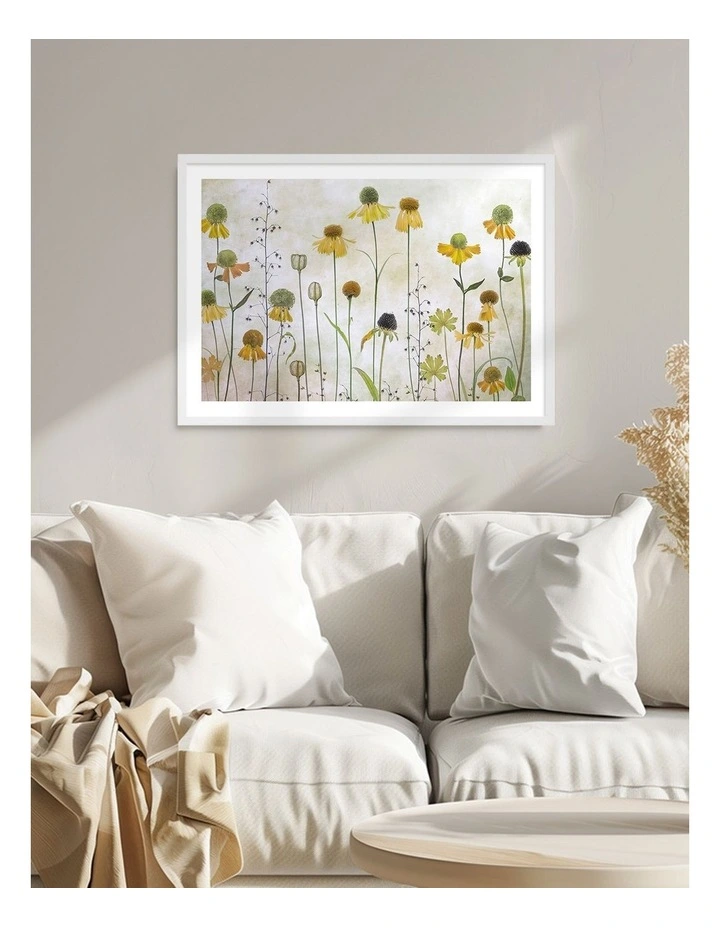 Australian Made Helenium Art Print White Frame image 2