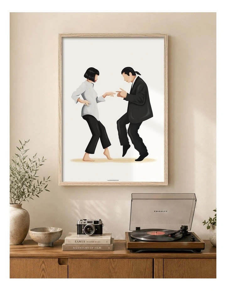 Australian Made Iconic Couple Dance Art Print Natural Frame image 2