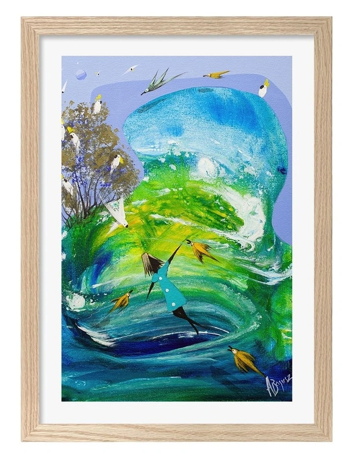 Australian Made Joyful Spirit Flight Art Print Natural Frame image 1