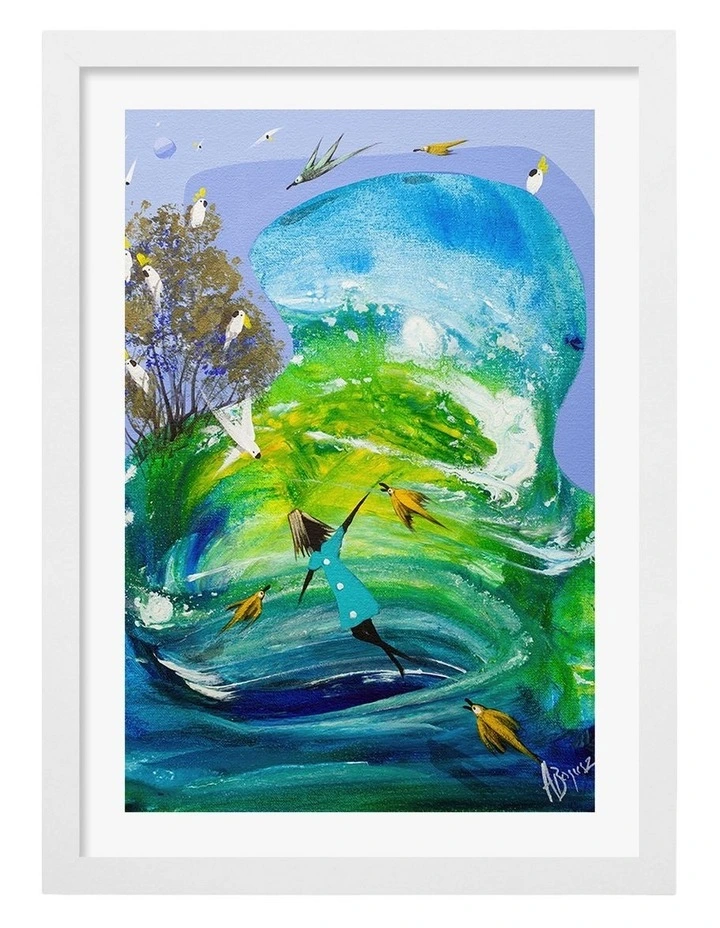 Australian Made Joyful Spirit Flight Art Print White Frame image 1